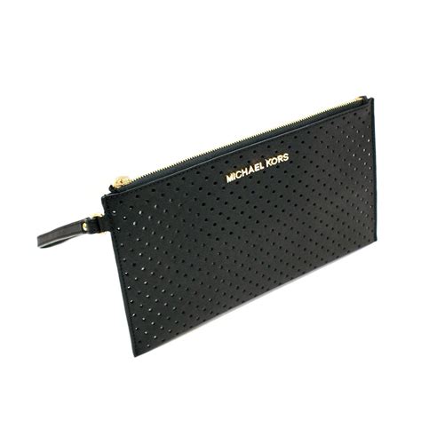 michael kors jet set wristlet black|jet set leather wristlet.